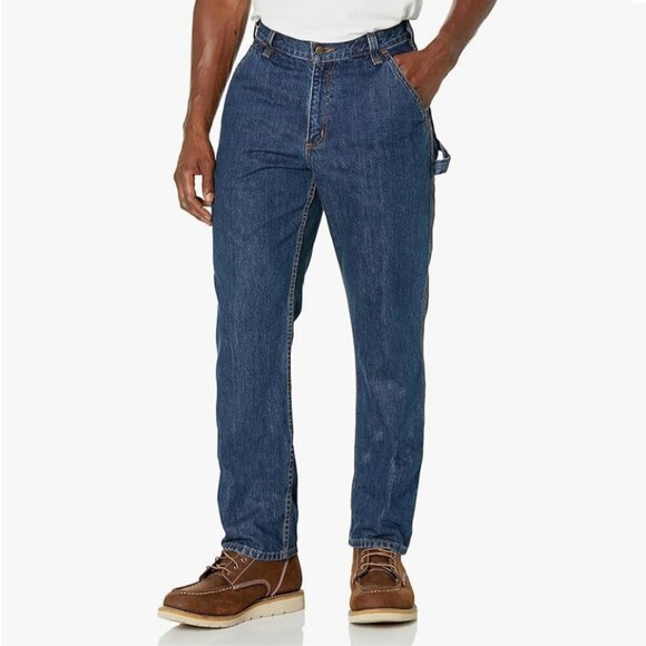 Carhartt Jeans Men 34 X 36 Blue Loose Original Fit Work Carpenter Dungaree NEW - Picture 1 of 11